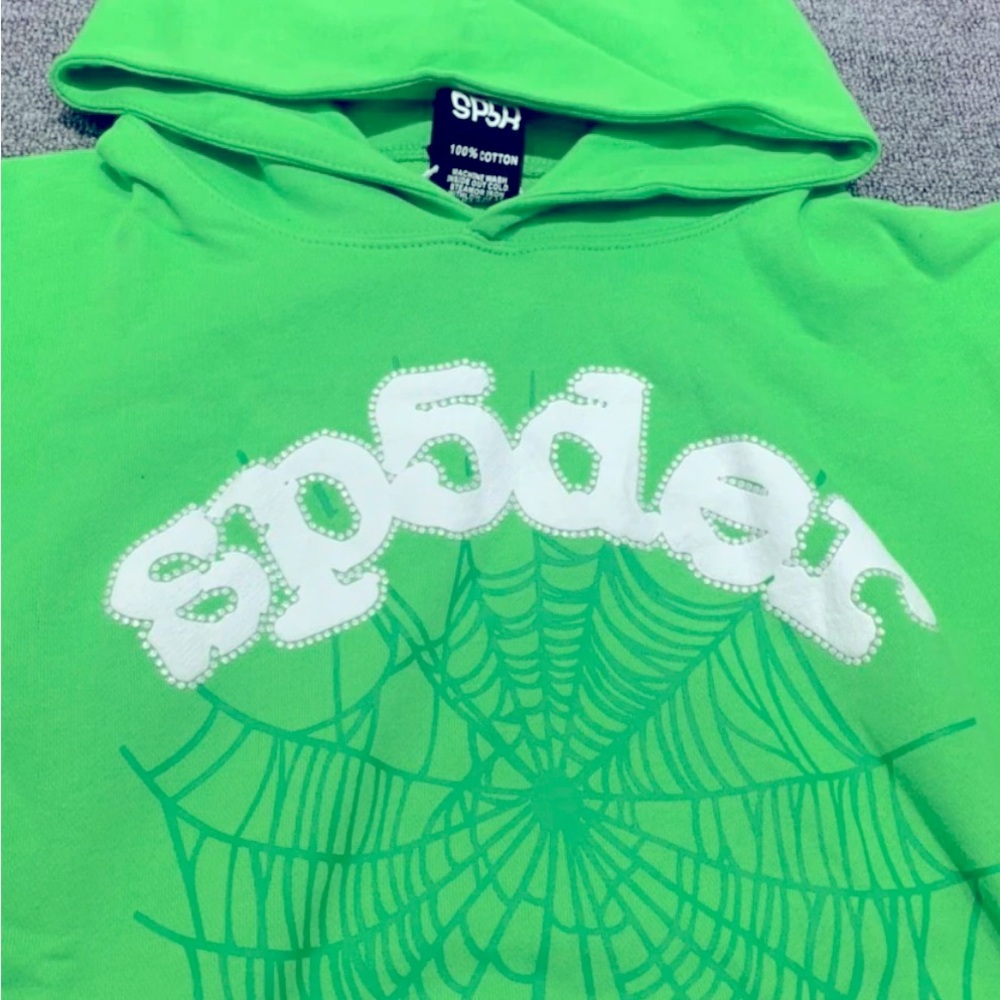Bright green authentic sp5der hoodie